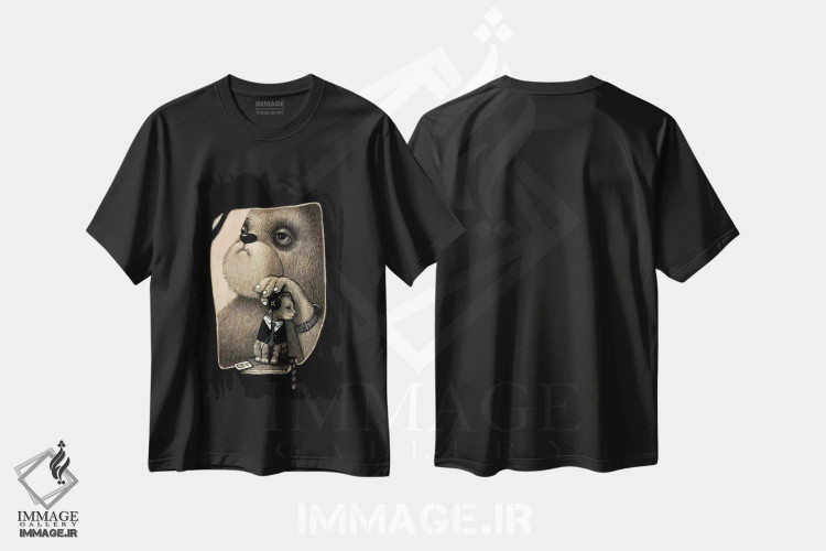 تیشرت مشکی طرح دار در حال و هوای احساسی، هنر فاخر معاصر اثر کریستین آدام | فروشگاه ایماژ