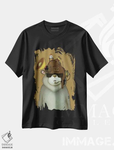 تیشرت مشکی طرح دار کلاه کارائوکه، هنر فاخر معاصر اثر کریستین آدام | فروشگاه ایماژ