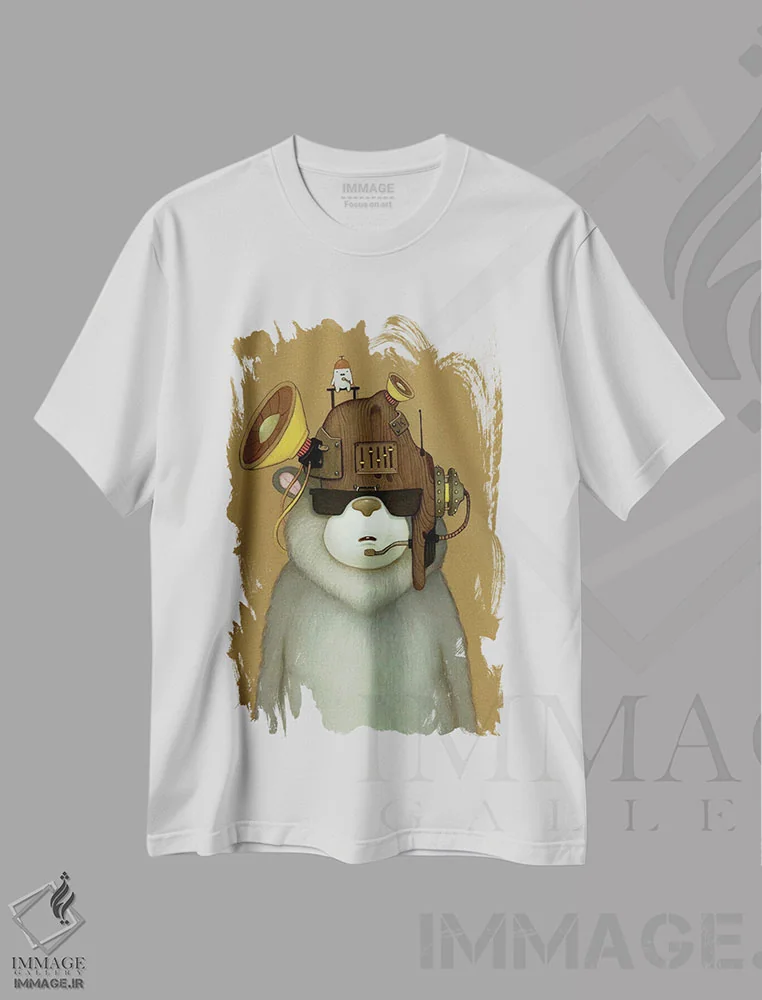 تیشرت سفید طرح دار کلاه کارائوکه، هنر فاخر معاصر اثر کریستین آدام | immage.ir