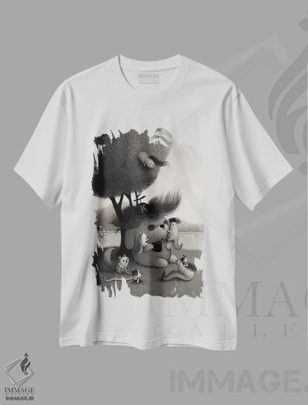 تیشرت سفید طرح دار کیچیرو، هنر فاخر معاصر اثر کریستین آدام | فروشگاه ایماژ