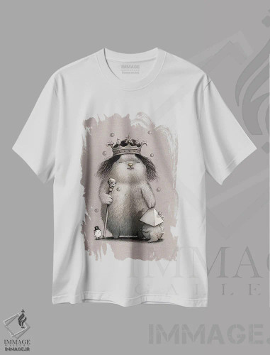 تیشرت سفید طرح دار پادشاه کیهان، هنر فاخر معاصر اثر کریستین آدام | فروشگاه ایماژ
