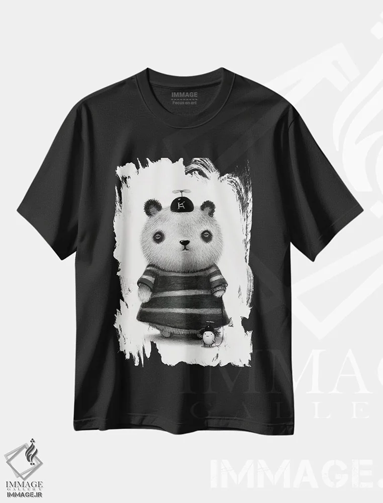 تیشرت مشکی طرح دار کیمیکو، هنر فاخر معاصر اثر کریستین آدام | فروشگاه ایماژ