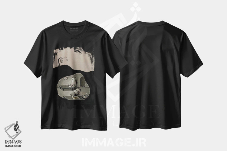 تیشرت مشکی طرح دار نزدیک به شام، هنر فاخر معاصر اثر کریستین آدام | immage.ir