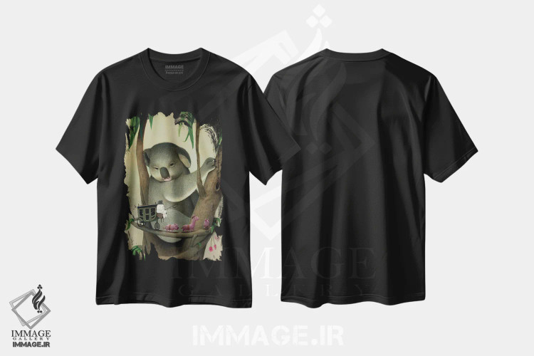تیشرت مشکی طرح دار کوالا، هنر فاخر معاصر اثر کریستین آدام | فروشگاه ایماژ