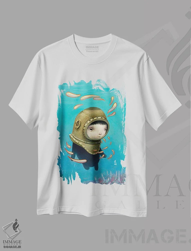 تیشرت سفید طرح دار کوی، هنر فاخر معاصر اثر کریستین آدام | فروشگاه ایماژ