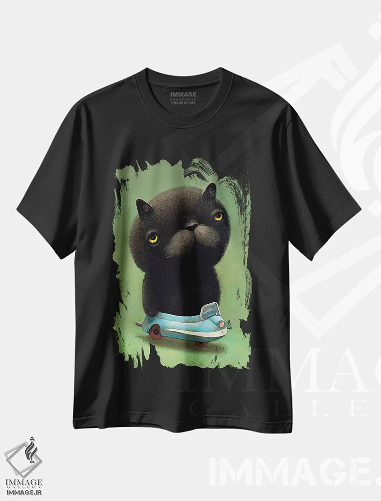 تیشرت مشکی طرح دار شیرین بیان، هنر فاخر معاصر اثر کریستین آدام | فروشگاه ایماژ