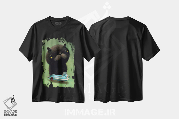 تیشرت مشکی طرح دار شیرین بیان، هنر فاخر معاصر اثر کریستین آدام | فروشگاه ایماژ