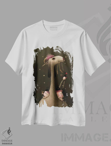 تیشرت سفید طرح دار میچیکو، هنر فاخر معاصر اثر کریستین آدام | فروشگاه ایماژ