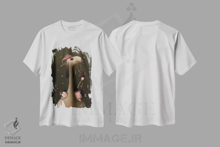 تیشرت سفید طرح دار میچیکو، هنر فاخر معاصر اثر کریستین آدام | فروشگاه ایماژ