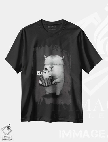 تیشرت مشکی طرح دار جعبه موسیقی، هنر فاخر معاصر اثر کریستین آدام | فروشگاه ایماژ