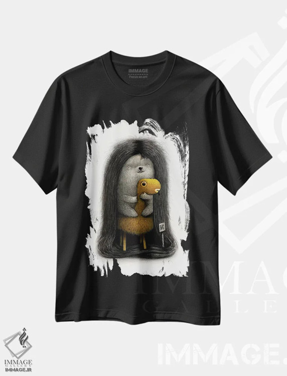 تیشرت مشکی طرح دار خردل، هنر فاخر معاصر اثر کریستین آدام | immage.ir