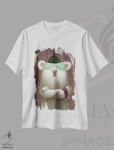 تیشرت سفید طرح دار دلقک رودئو، هنر فاخر معاصر اثر کریستین آدام | فروشگاه ایماژ