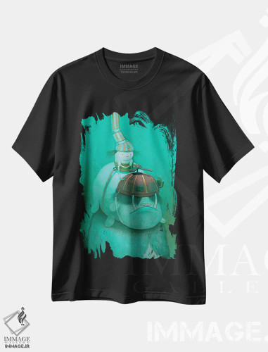 تیشرت مشکی طرح دار در جستجوی جلبک دریایی، هنر فاخر معاصر اثر کریستین آدام | فروشگاه ایماژ