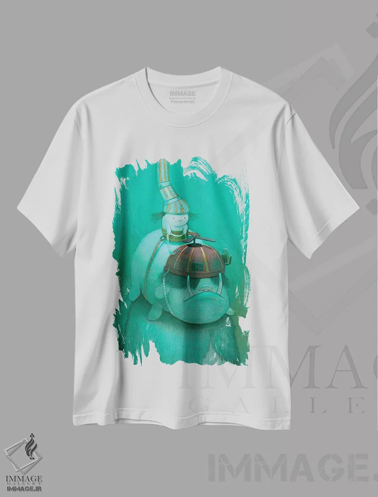 تیشرت سفید طرح دار در جستجوی جلبک دریایی، هنر فاخر معاصر اثر کریستین آدام | immage.ir