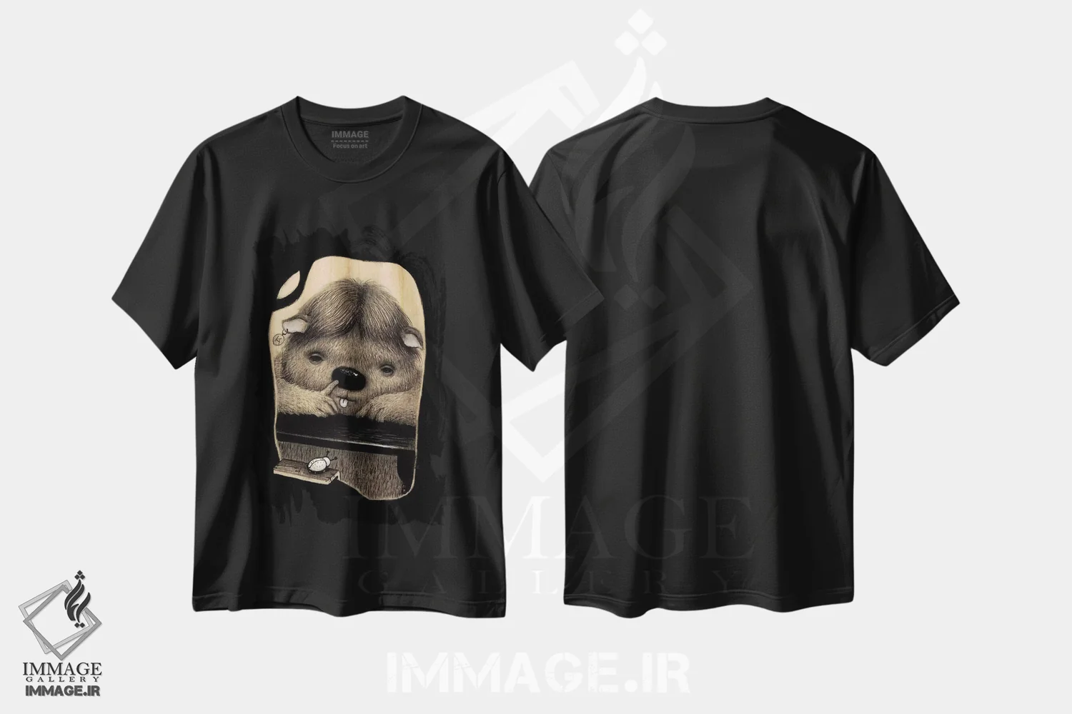 تیشرت مشکی طرح دار بی حوصلگی یک شنبه، هنر فاخر معاصر اثر کریستین آدام | immage.ir