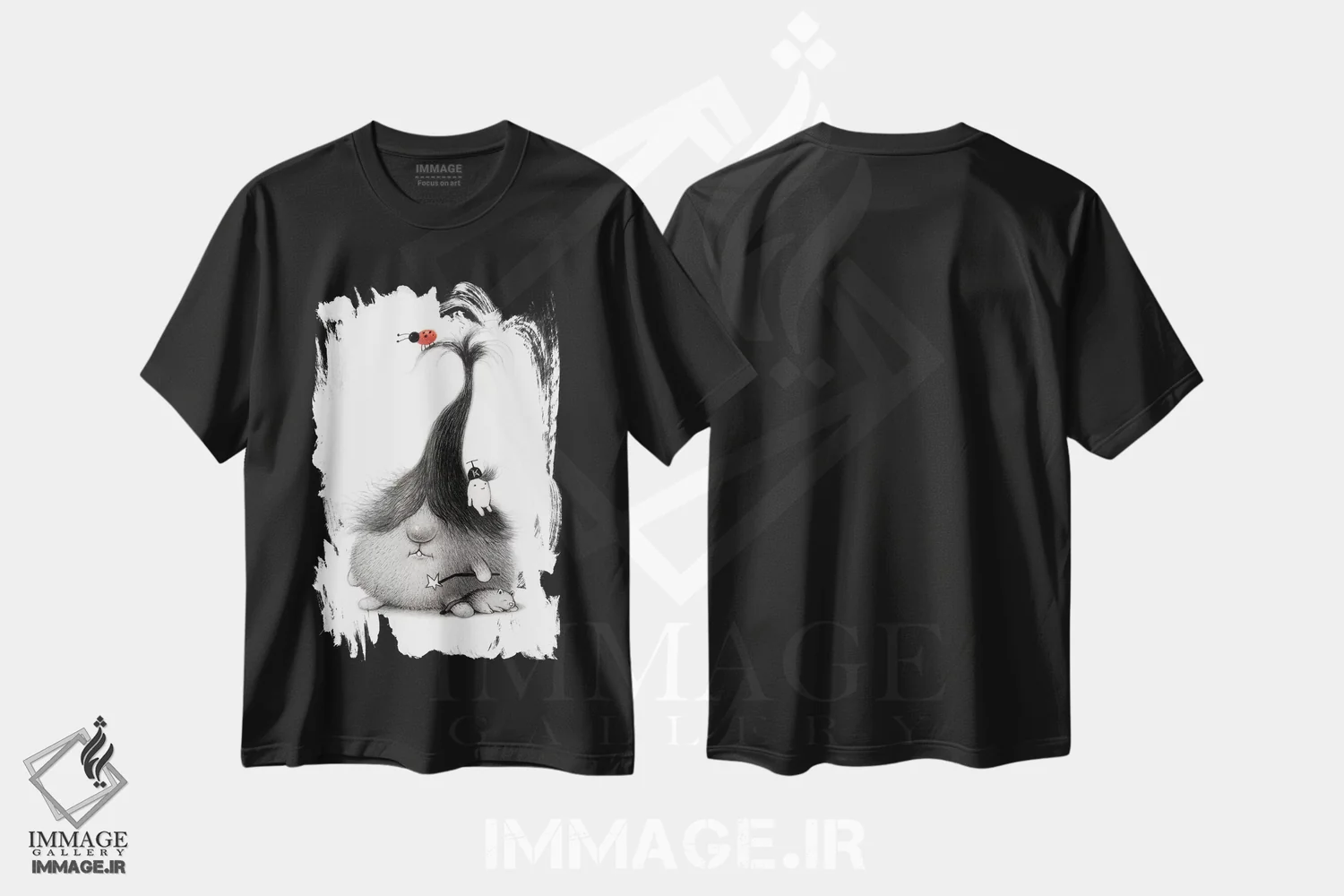 تیشرت مشکی طرح دار جادوگر، هنر فاخر معاصر اثر کریستین آدام | فروشگاه ایماژ