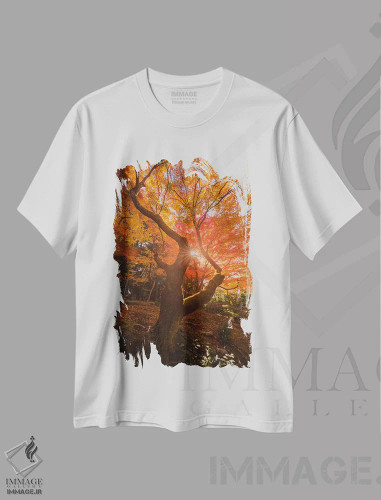 تیشرت سفید طرح دار پاییز در ژاپن بیست وهشتم، مدیوم اثر دنیل کردان | فروشگاه ایماژ
