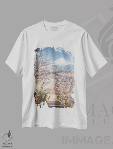 تیشرت سفید طرح دار بهار در ژاپن اول، مدیوم اثر دنیل کردان | فروشگاه ایماژ