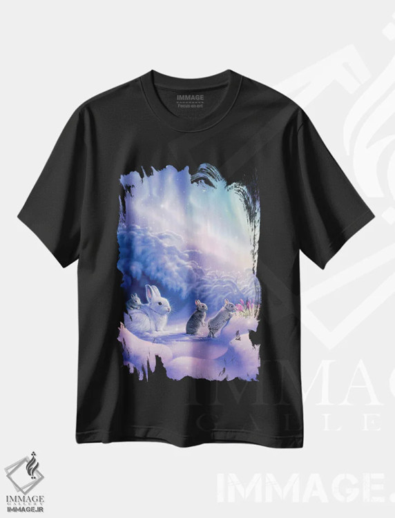 تیشرت مشکی طرح دار خرگوش های بغلی اثر کِرک راینرت | immage.ir