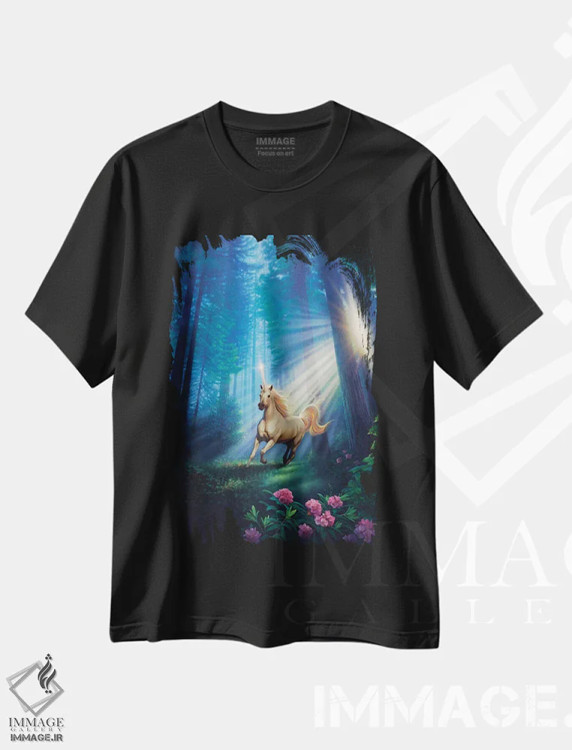 تیشرت مشکی طرح دار جنگل رازآلود اثر کِرک راینرت | فروشگاه ایماژ