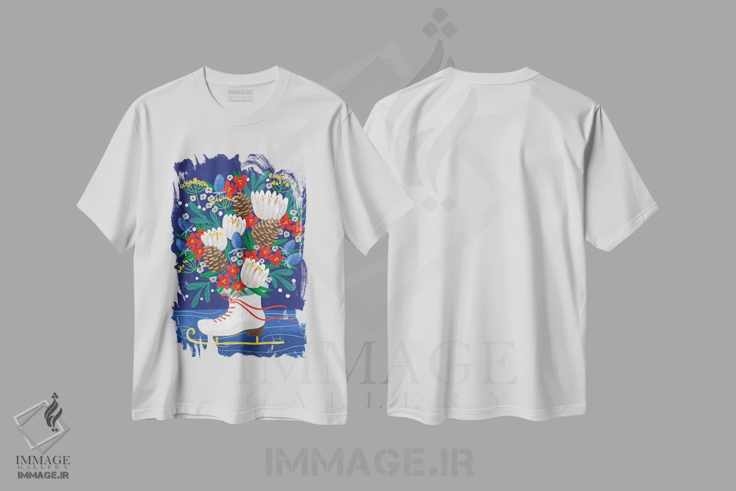 تیشرت سفید طرح دار دسته گل کریسمس، دکور تعطیلات اثر کریستینا هولت کرانتز | immage.ir