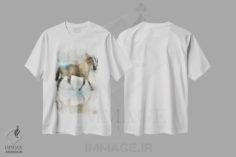 تیشرت سفید طرح دار پیاده روی ملایم I، هنر دیجیتال اثر کن روکو | فروشگاه ایماژ