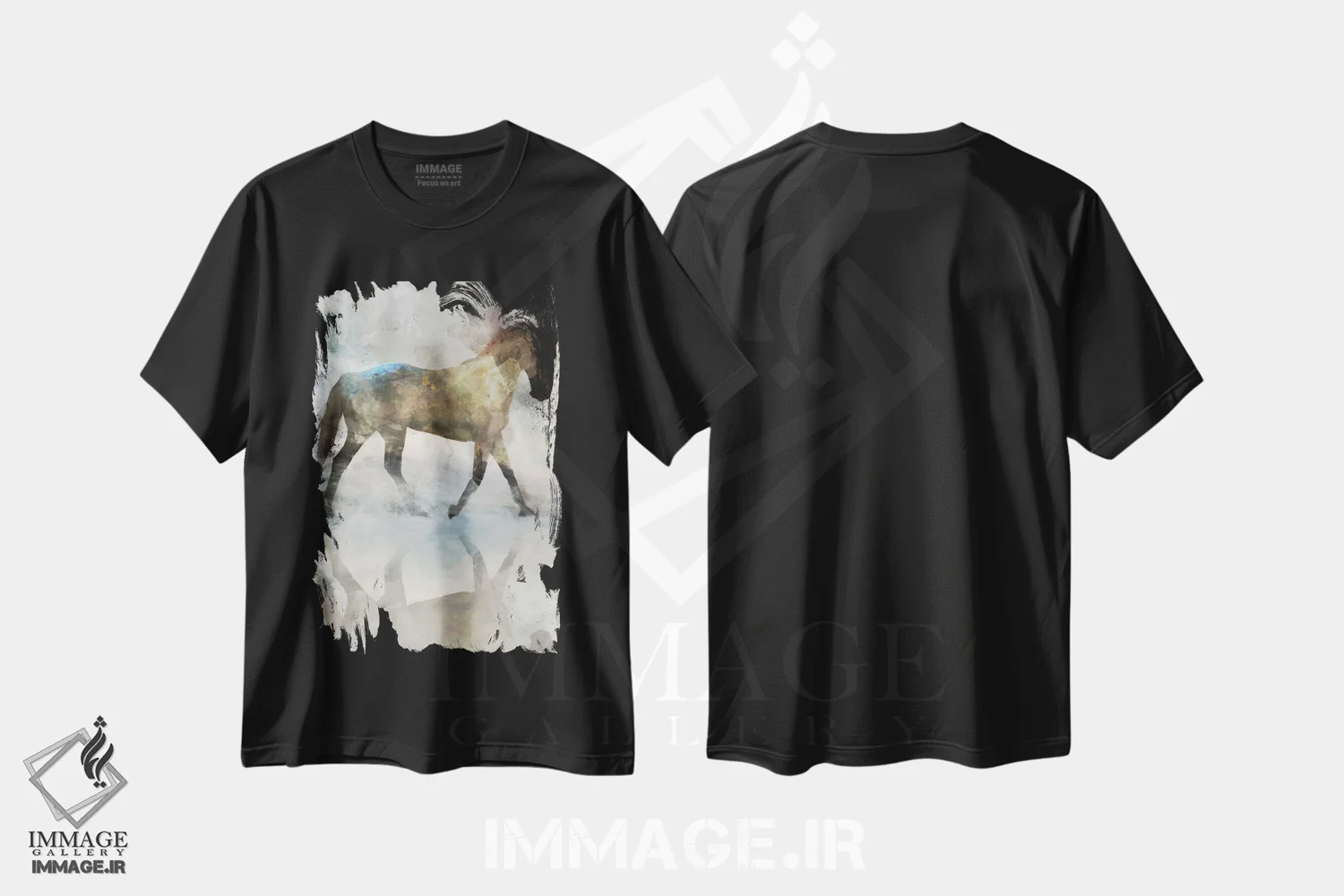 تیشرت مشکی طرح دار پیاده روی ملایم I، هنر دیجیتال اثر کن روکو | immage.ir