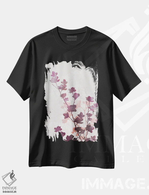 تیشرت مشکی طرح دار قلب بنفش، دکور معاصر اثر کن روکو | فروشگاه ایماژ