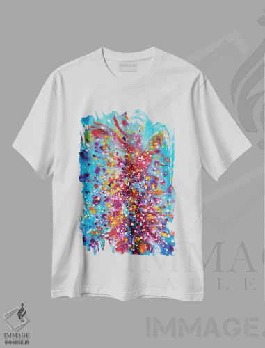 تیشرت سفید طرح دار رقص میان زمان و فضا اثر کریستن لی | فروشگاه ایماژ