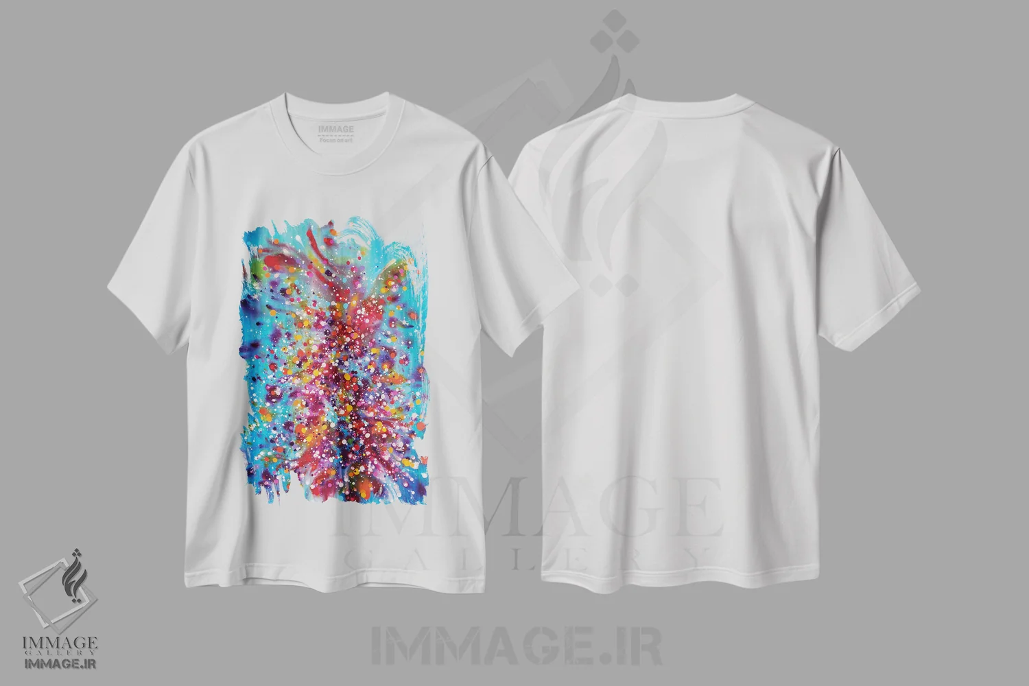 تیشرت سفید طرح دار رقص میان زمان و فضا اثر کریستن لی | فروشگاه ایماژ