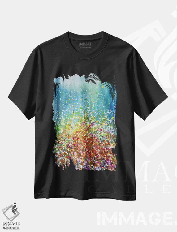 تیشرت مشکی طرح دار شقایق ها در بیرون شهر زمرد اثر کریستن لی | immage.ir