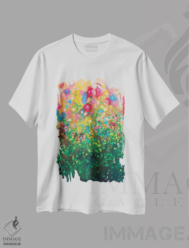 تیشرت سفید طرح دار گل های وحشی اثر کریستن لی | فروشگاه ایماژ