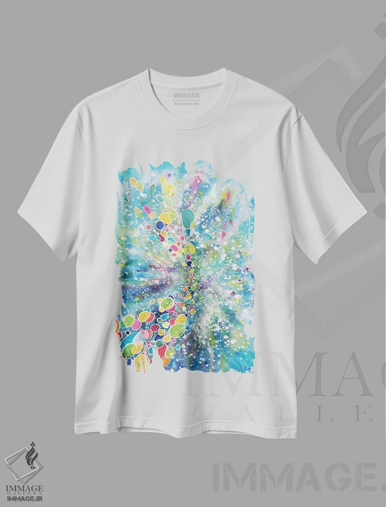 تیشرت سفید طرح دار سفر کیهانی اثر کریستن لی | immage.ir