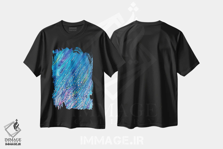 تیشرت مشکی طرح دار شست وشوی کیهانی اثر کریستن لی | immage.ir
