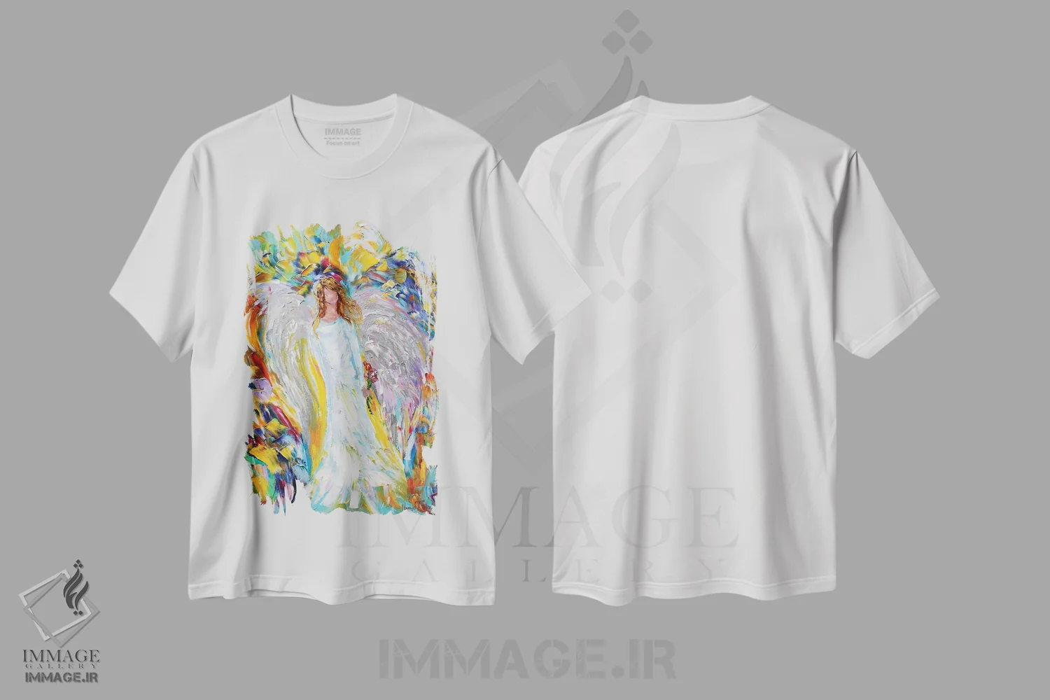 تیشرت سفید طرح دار عشق فرشته، دکور معاصر اثر کارن تارلتون | فروشگاه ایماژ