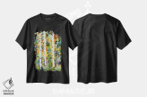 تیشرت مشکی طرح دار درختان غان پاییزی، دکور معاصر اثر کارن تارلتون | فروشگاه ایماژ