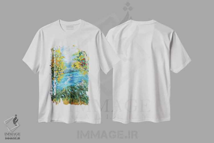 تیشرت سفید طرح دار درخت غان در پاییز، دکور معاصر اثر کارن تارلتون | immage.ir