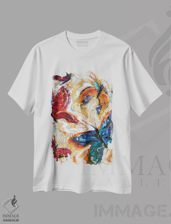 تیشرت سفید طرح دار پروانه ها، دکور معاصر اثر کارن تارلتون | immage.ir