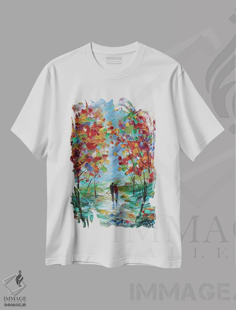 تیشرت سفید طرح دار عشق رنگارنگ، دکور معاصر اثر کارن تارلتون | فروشگاه ایماژ