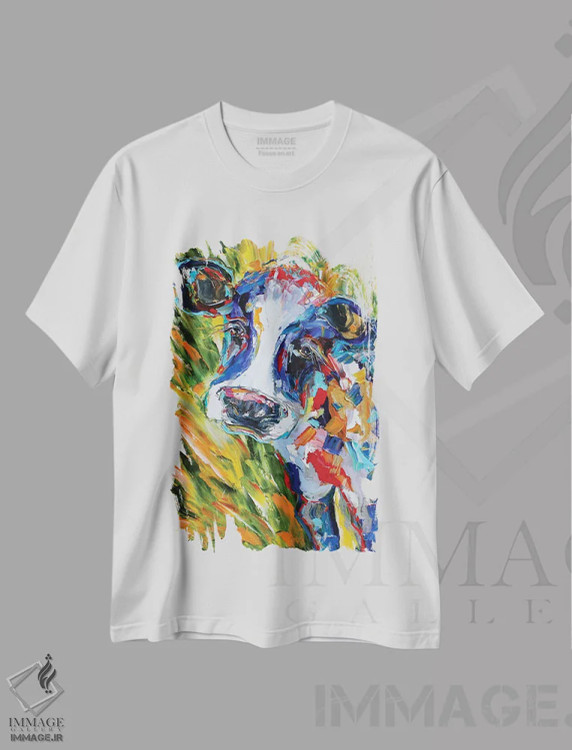 تیشرت سفید طرح دار چشم های فرفری، هنر فاخر معاصر اثر کارن تارلتون | فروشگاه ایماژ