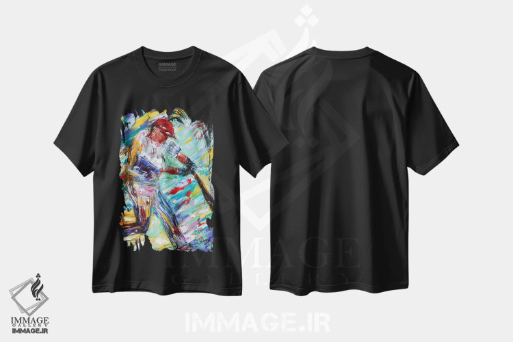 تیشرت مشکی طرح دار گرند اسلم، هنر فاخر معاصر اثر کارن تارلتون | فروشگاه ایماژ