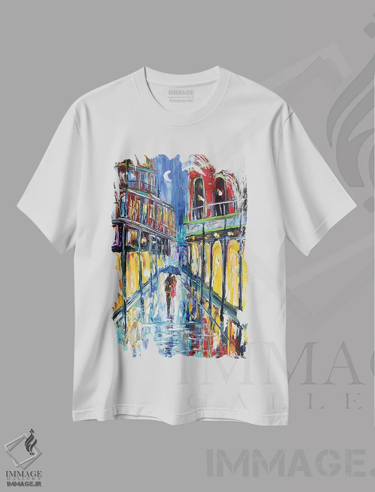 تیشرت سفید طرح دار ماه نیواورلئان، هنر فاخر معاصر اثر کارن تارلتون | immage.ir