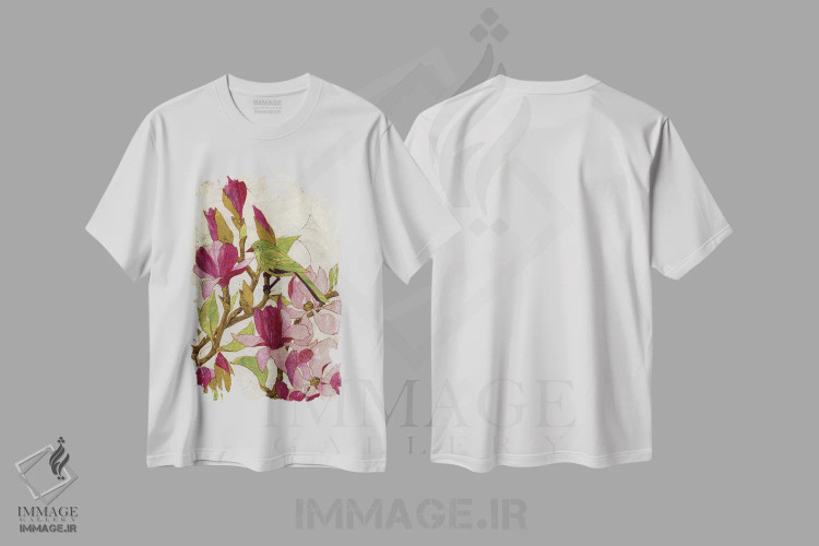 تیشرت سفید طرح دار ماگنولیا، دکور معاصر اثر کارن سیکیه | immage.ir