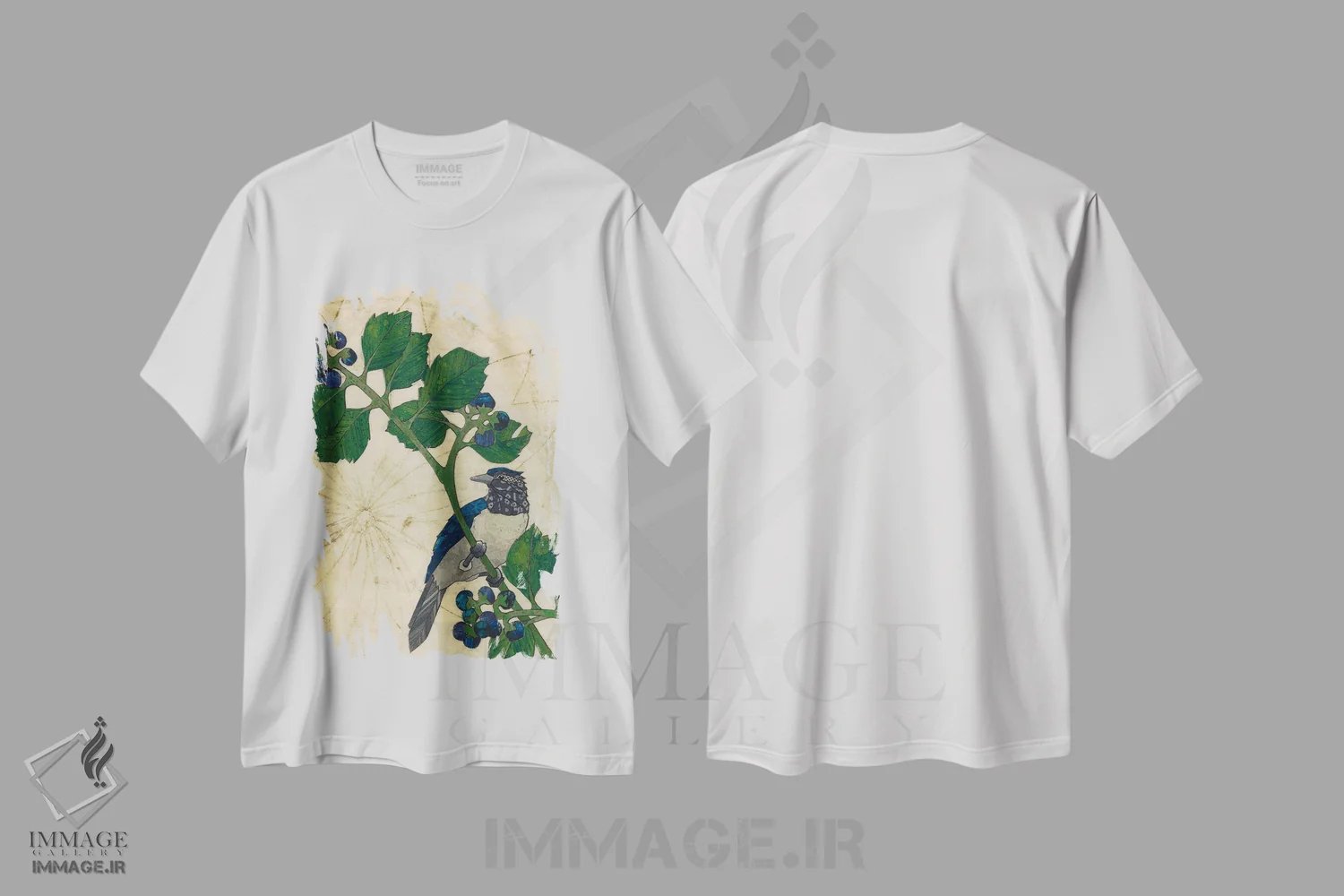 تیشرت سفید طرح دار پرنده پاییزی، دکور معاصر اثر کارن سیکیه | immage.ir