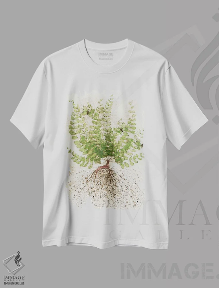 تیشرت سفید طرح دار ریشه کن شده I، دکور معاصر اثر کارن سیکیه | immage.ir