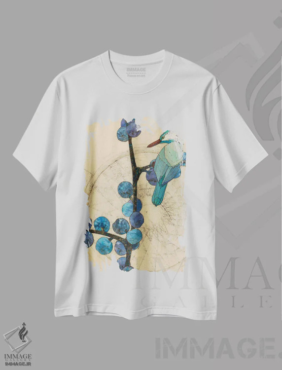 تیشرت سفید طرح دار پرنده زمستانی، دکور معاصر اثر کارن سیکیه | immage.ir