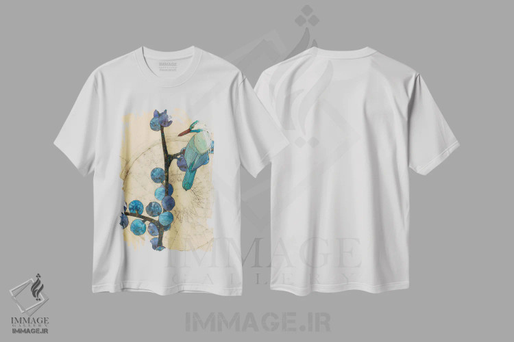 تیشرت سفید طرح دار پرنده زمستانی، دکور معاصر اثر کارن سیکیه | immage.ir
