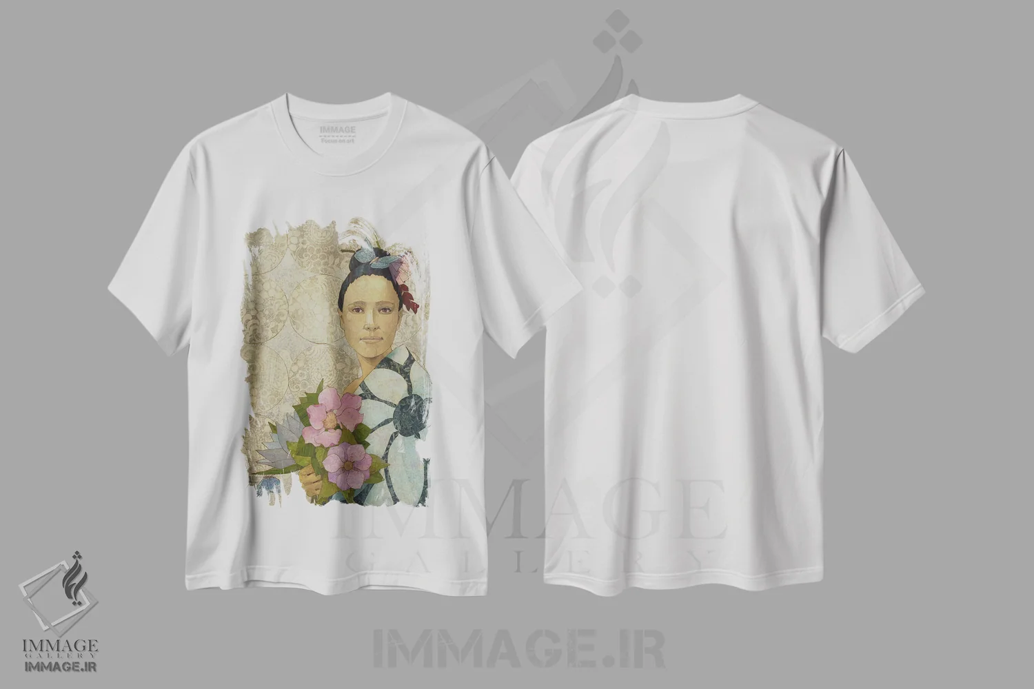 تیشرت سفید طرح دار مهمانی باغ، دکور معاصر اثر کارن سیکیه | فروشگاه ایماژ
