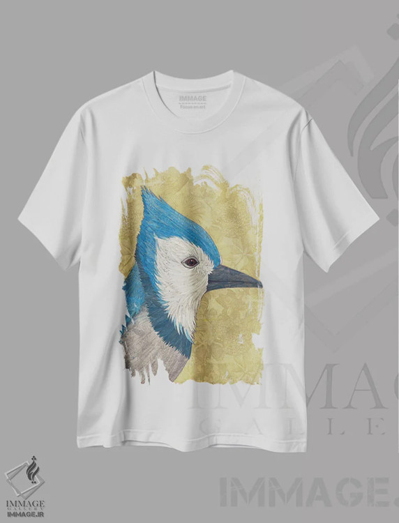 تیشرت سفید طرح دار جین آبی، دکور معاصر اثر کارن سیکیه | فروشگاه ایماژ