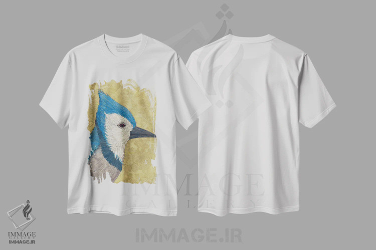 تیشرت سفید طرح دار جین آبی، دکور معاصر اثر کارن سیکیه | فروشگاه ایماژ